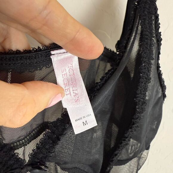 Vintage Y2K 2002 Victoria’s Secret black mesh lingerie mini dress - Picture 4 of 7